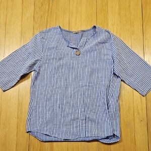 Blue and White Striped Top One Size